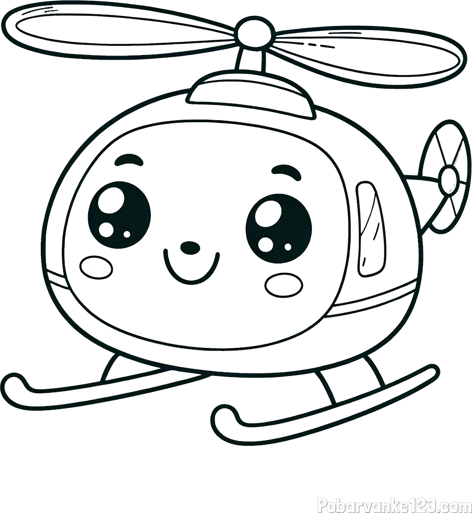 Otroška pobarvanka ljubkega helikopterja