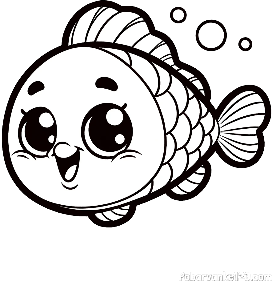 Otroška pobarvanka nasmejane ribe