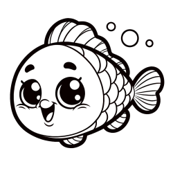 Otroška pobarvanka nasmejane ribe