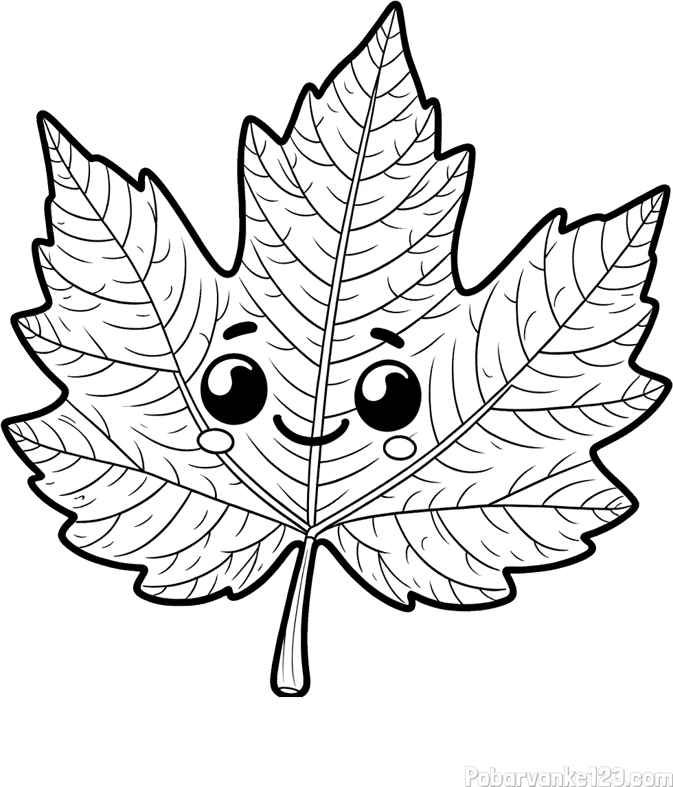 Otroška pobarvanka nasmejanega lista