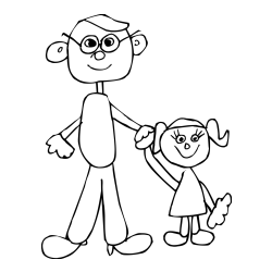 Otroška pobarvanka očeta in hčerke