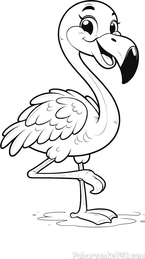 Otroška pobarvanka prikupnega flaminga