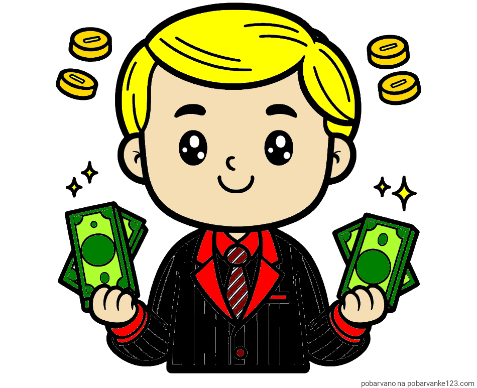 POBARVANA POBARVANKA - Otroška pobarvanka bankirja z veliko denarja