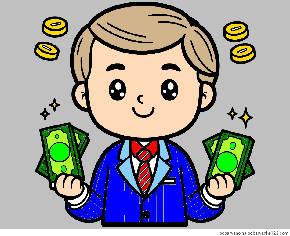 POBARVANA POBARVANKA - Otroška pobarvanka bankirja z veliko denarja