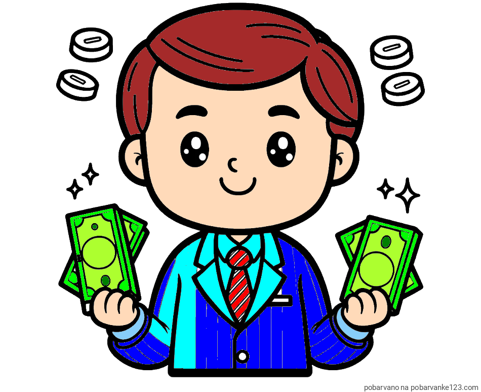 POBARVANA POBARVANKA - Otroška pobarvanka bankirja z veliko denarja