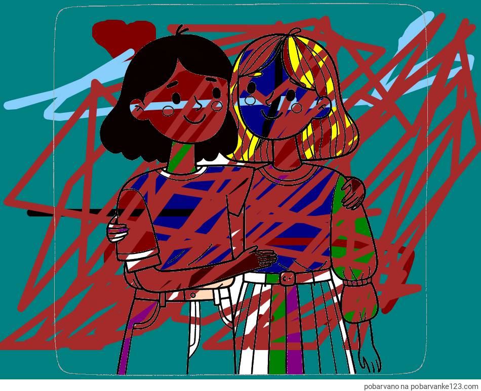 POBARVANA POBARVANKA - Otroška pobarvanka dveh prijateljic