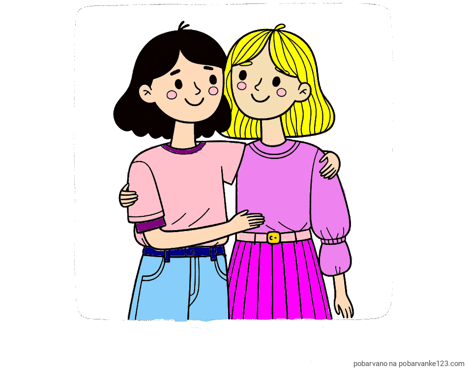 POBARVANA POBARVANKA - Otroška pobarvanka dveh prijateljic