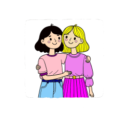 Pobarvana pobarvanka - Otroška pobarvanka dveh prijateljic