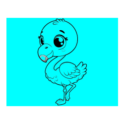 Pobarvana pobarvanka - Otroška pobarvanka flaminga