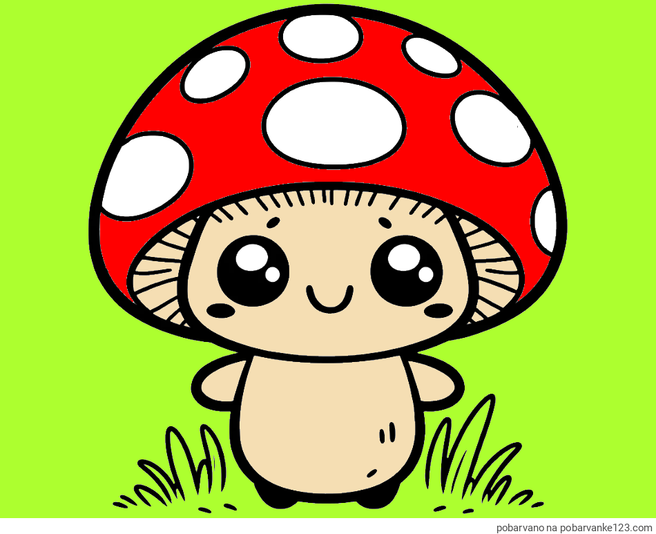 POBARVANA POBARVANKA - Otroška pobarvanka gobe