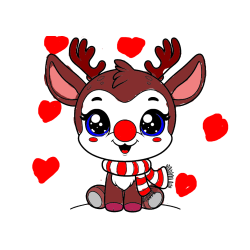 POBARVANA POBARVANKA - Otroška pobarvanka jelenčka Rudolfa s šalom okoli vratu