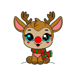 POBARVANA POBARVANKA - Otroška pobarvanka jelenčka Rudolfa s šalom okoli vratu