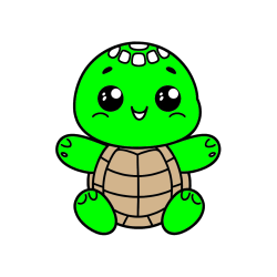 Pobarvana pobarvanka - Otroška pobarvanka ljubke in nasmejane želvice