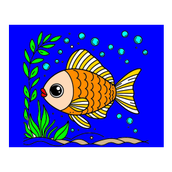 Pobarvana pobarvanka - Otroška pobarvanka ljubke ribe