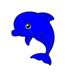 POBARVANA POBARVANKA - Otroška pobarvanka ljubkega delfina