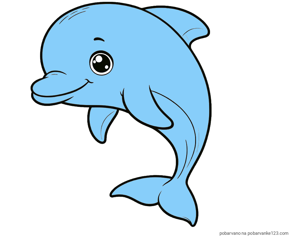POBARVANA POBARVANKA - Otroška pobarvanka ljubkega delfina