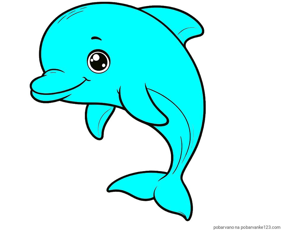 POBARVANA POBARVANKA - Otroška pobarvanka ljubkega delfina