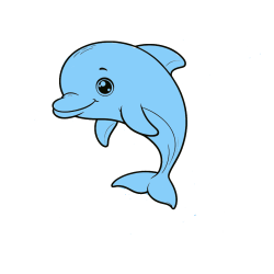 POBARVANA POBARVANKA - Otroška pobarvanka ljubkega delfina