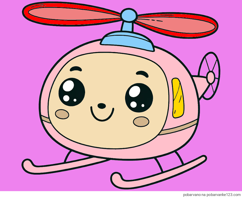 POBARVANA POBARVANKA - Otroška pobarvanka ljubkega helikopterja