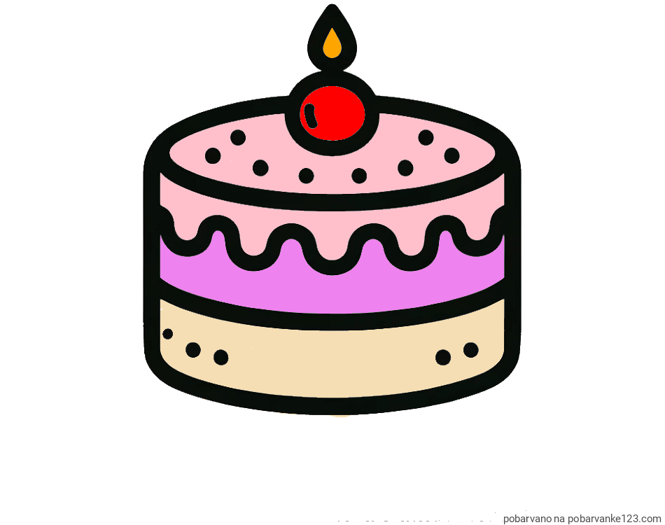 POBARVANA POBARVANKA - Otroška pobarvanka majhne torte