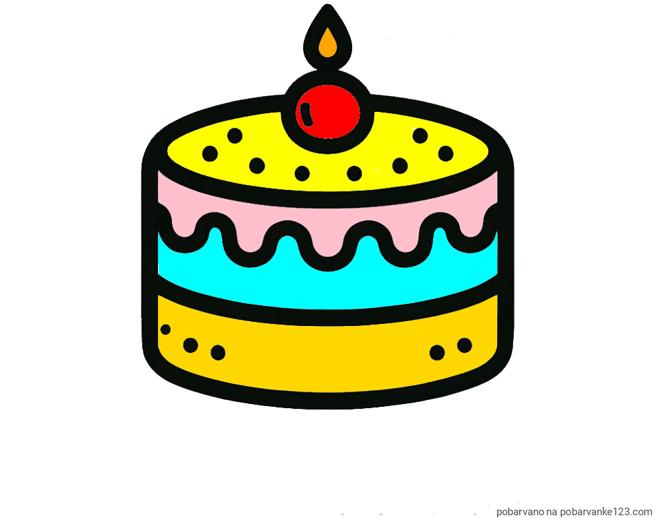 POBARVANA POBARVANKA - Otroška pobarvanka majhne torte
