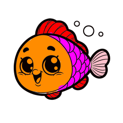 Pobarvana pobarvanka - Otroška pobarvanka nasmejane ribe