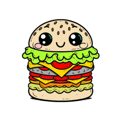 POBARVANA POBARVANKA - Otroška pobarvanka nasmejanega hamburgerja