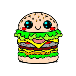 POBARVANA POBARVANKA - Otroška pobarvanka nasmejanega hamburgerja