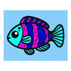 Pobarvana pobarvanka - Otroška pobarvanka ribe