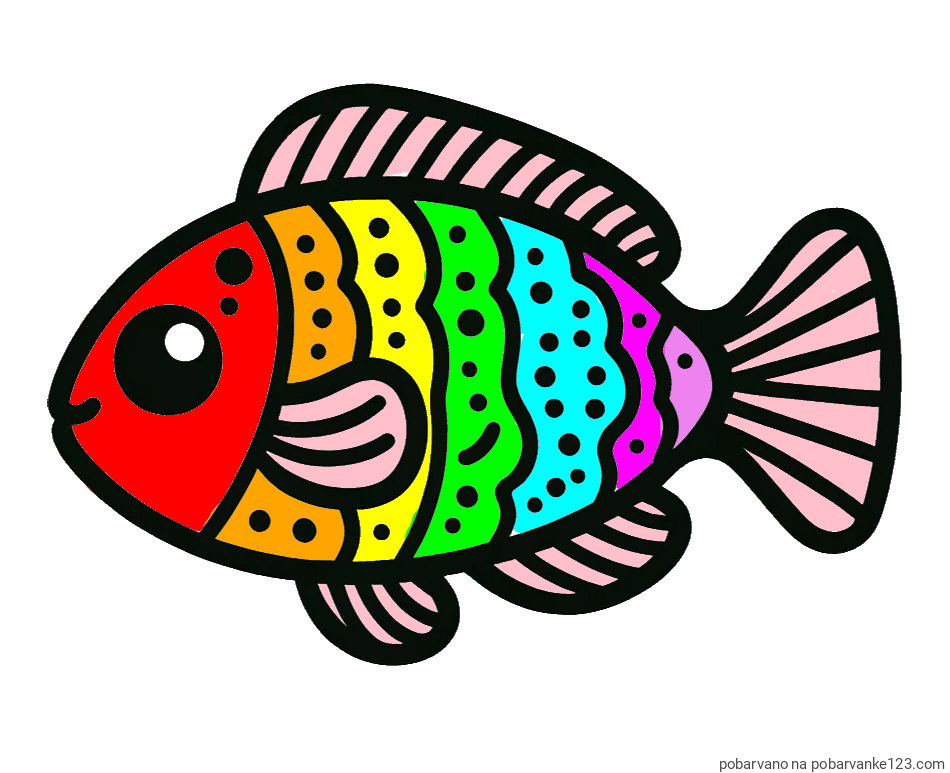 POBARVANA POBARVANKA - Otroška pobarvanka ribe