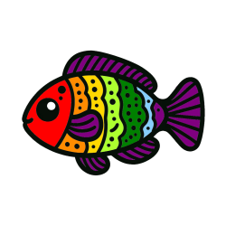 Pobarvana pobarvanka - Otroška pobarvanka ribe