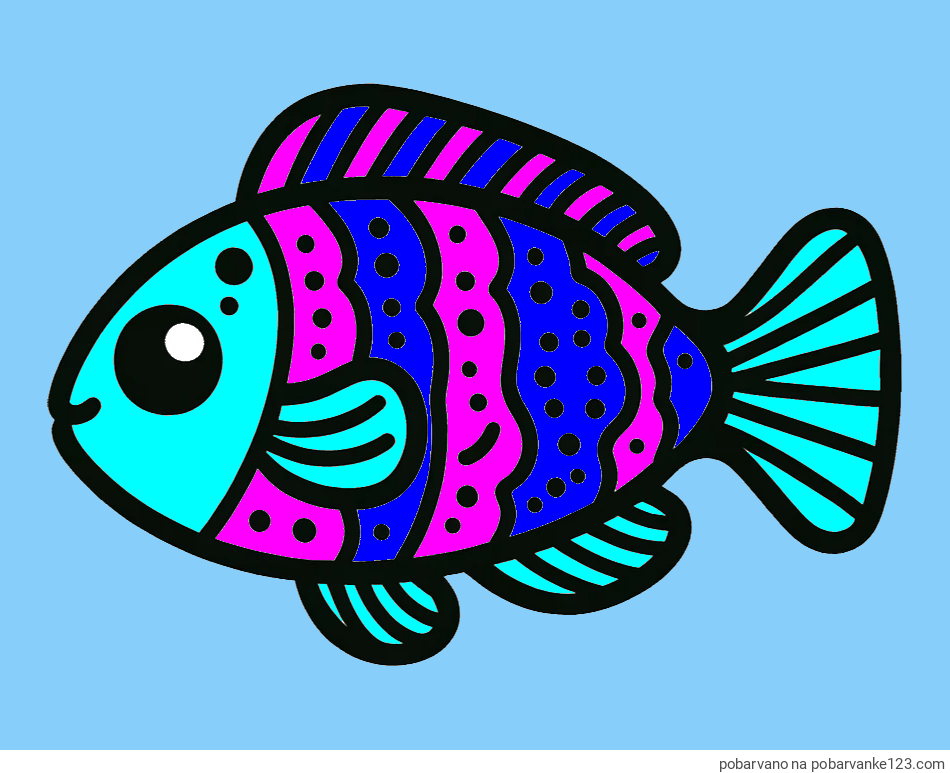 POBARVANA POBARVANKA - Otroška pobarvanka ribe