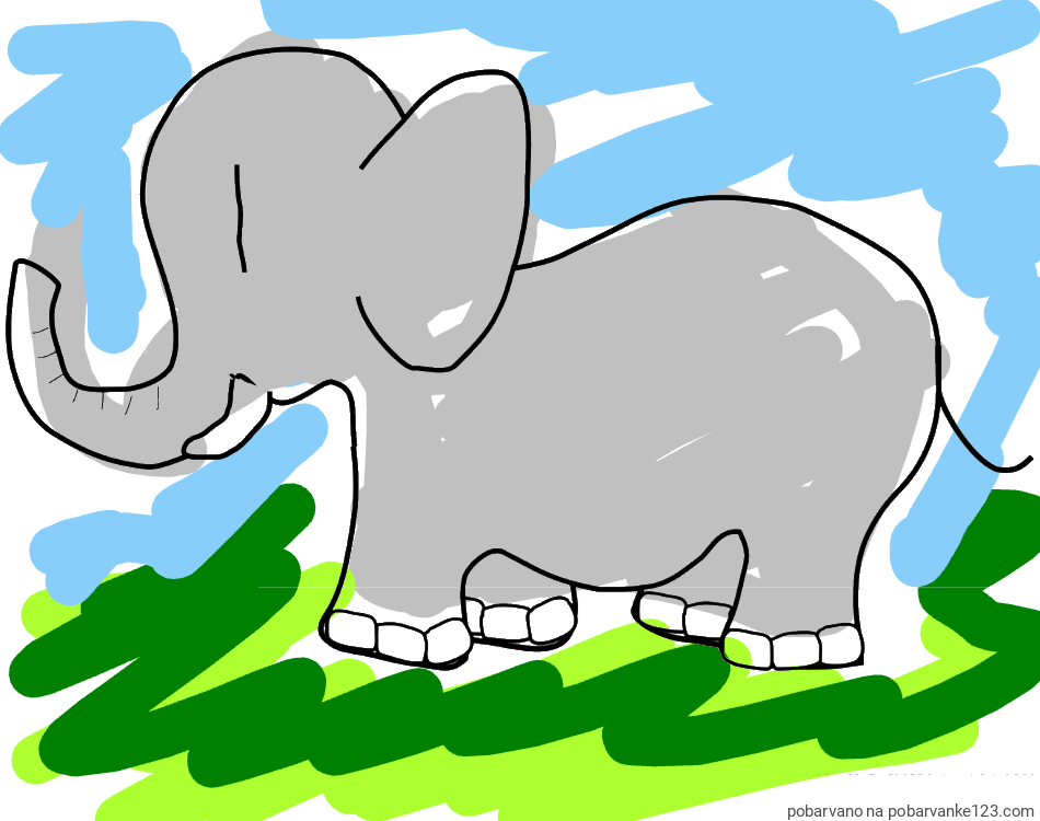 POBARVANA POBARVANKA - Otroška pobarvanka slončka