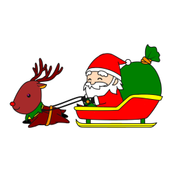 Pobarvana pobarvanka - Pobarvanka Božička na saneh ter jelenčka Rudolfa