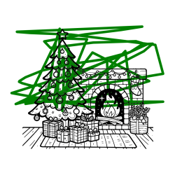 POBARVANA POBARVANKA - Pobarvanka božične noči z božično smrečico, darili ter kaminom