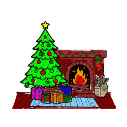 POBARVANA POBARVANKA - Pobarvanka božične noči z božično smrečico, darili ter kaminom