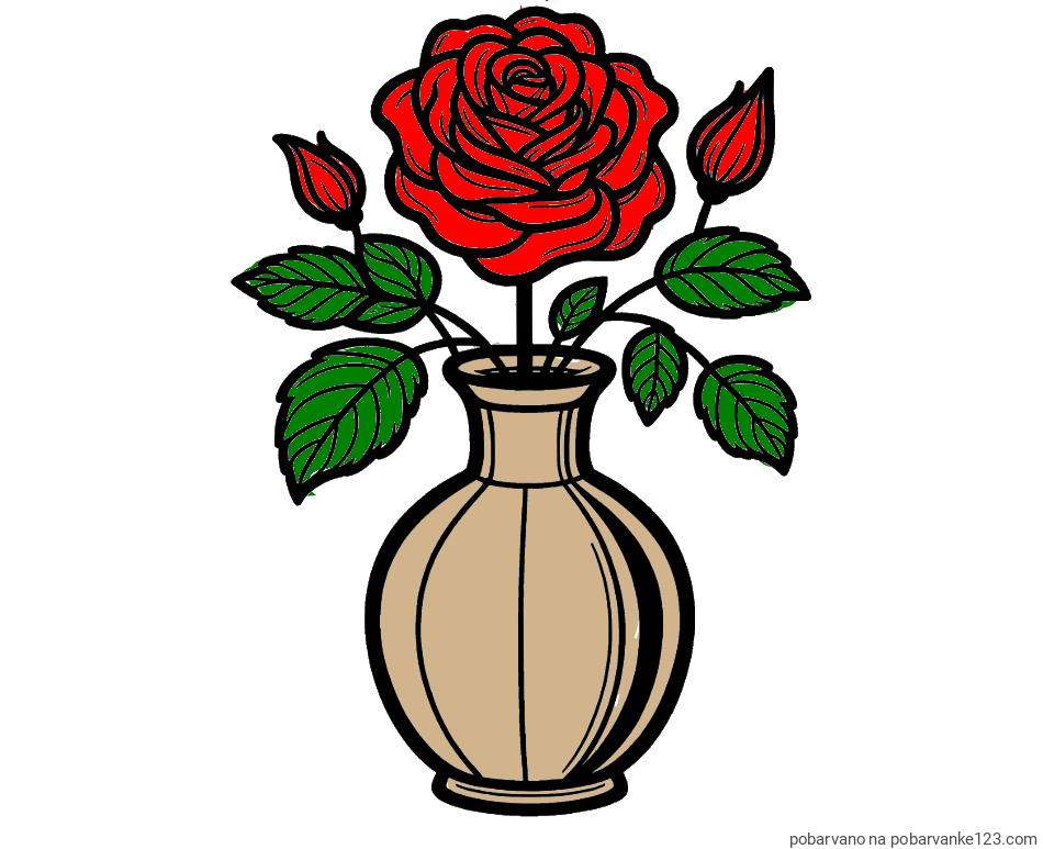 POBARVANA POBARVANKA - Pobarvanka čudovite vrtnice v vazi