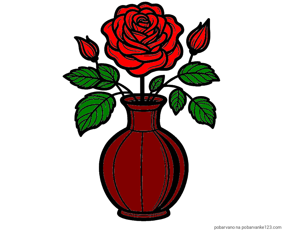 POBARVANA POBARVANKA - Pobarvanka čudovite vrtnice v vazi