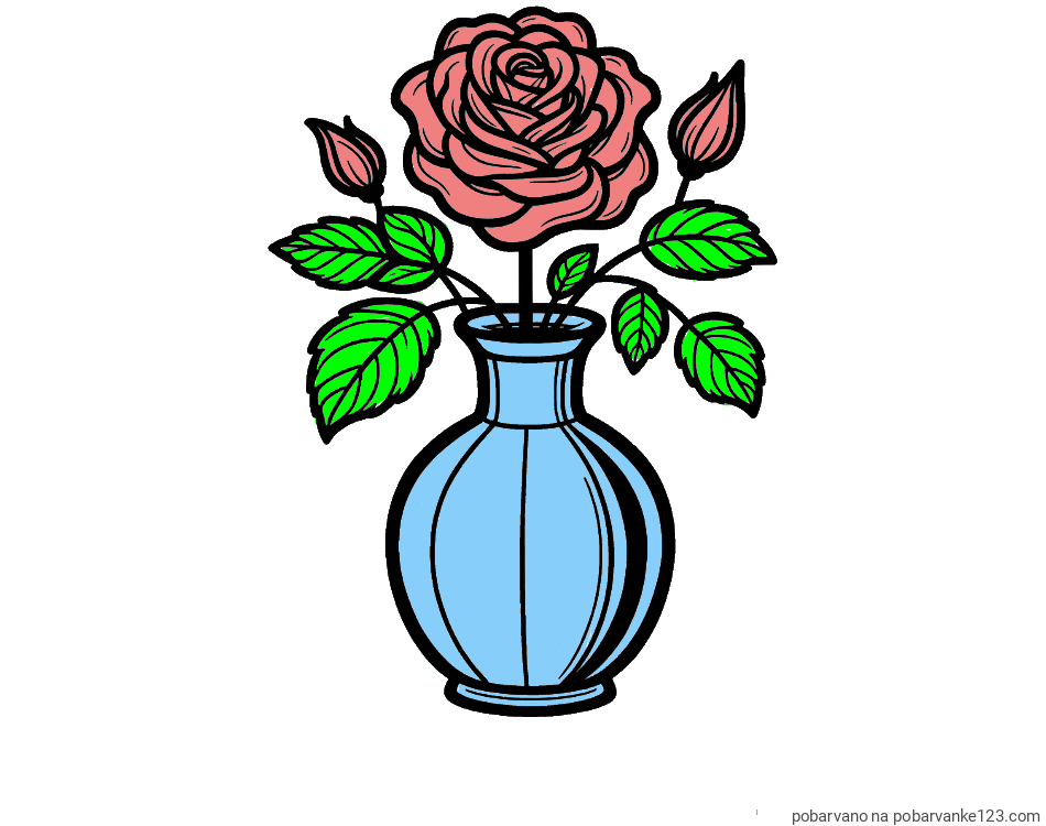 POBARVANA POBARVANKA - Pobarvanka čudovite vrtnice v vazi