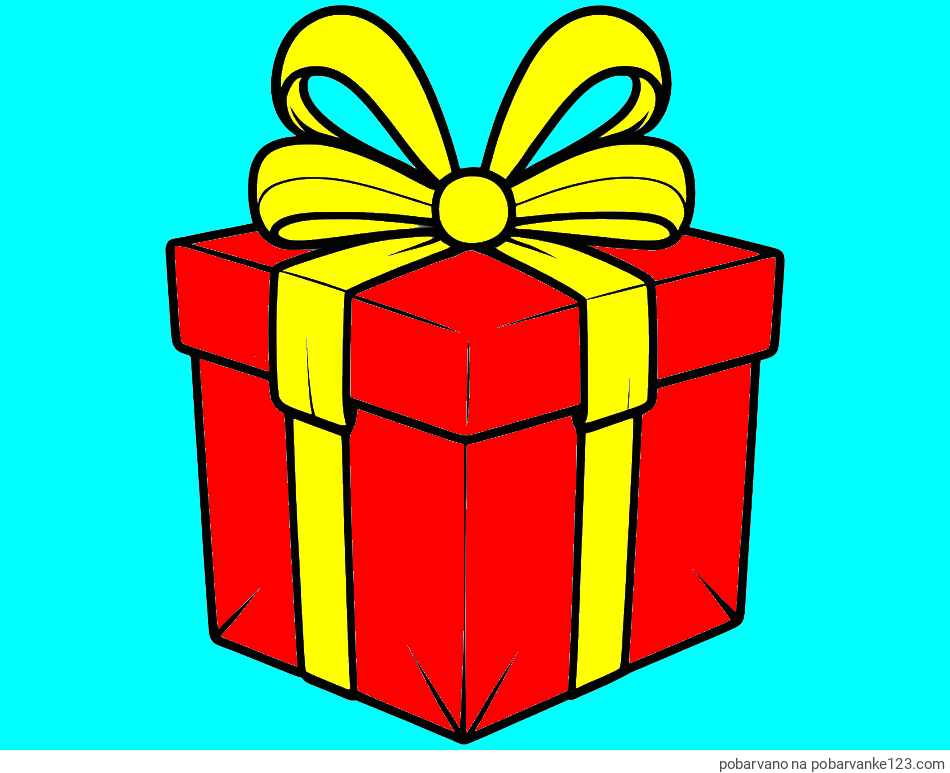 POBARVANA POBARVANKA - Pobarvanka darilne škatle s pentljo