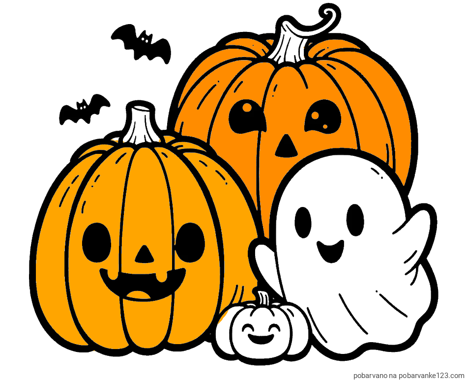 POBARVANA POBARVANKA - Pobarvanka duhca in buč za noč čarovnic