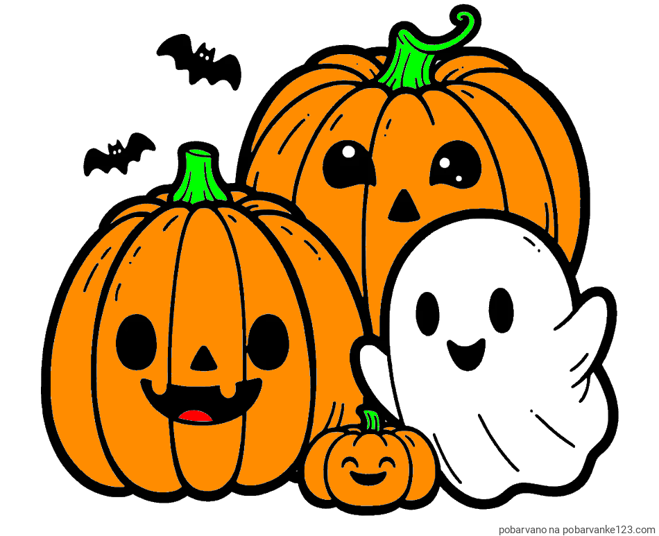 POBARVANA POBARVANKA - Pobarvanka duhca in buč za noč čarovnic