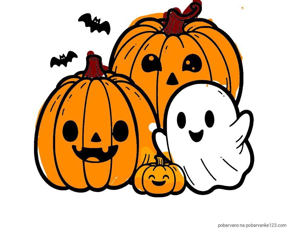 POBARVANA POBARVANKA - Pobarvanka duhca in buč za noč čarovnic