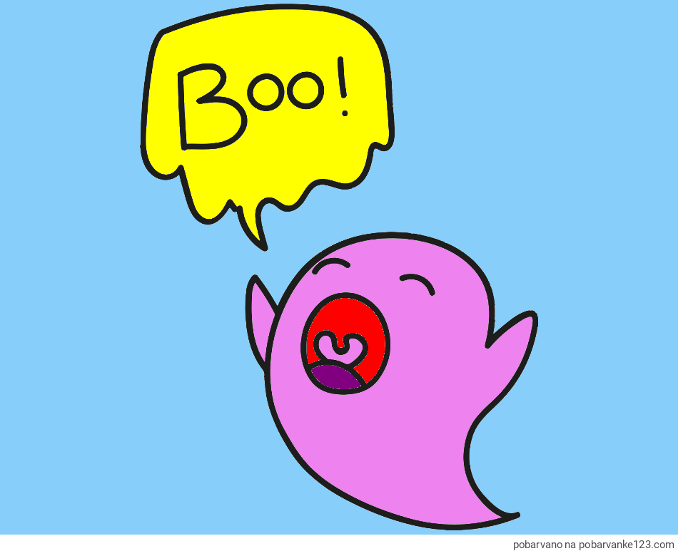 POBARVANA POBARVANKA - Pobarvanka duhca z napisom Boo!