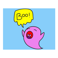 Pobarvana pobarvanka - Pobarvanka duhca z napisom Boo!