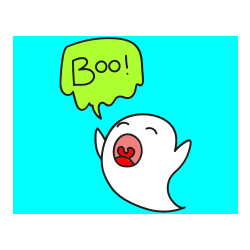 POBARVANA POBARVANKA - Pobarvanka duhca z napisom Boo!