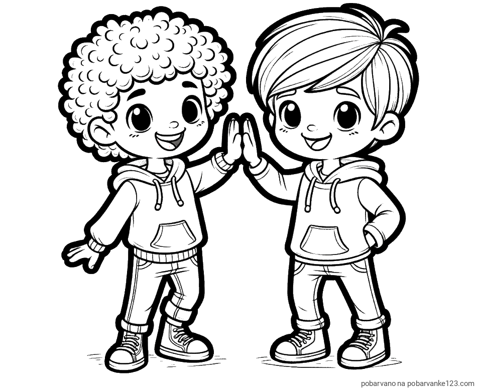 POBARVANA POBARVANKA - Pobarvanka dveh nasmejanih prijateljev