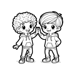 Pobarvana pobarvanka - Pobarvanka dveh nasmejanih prijateljev