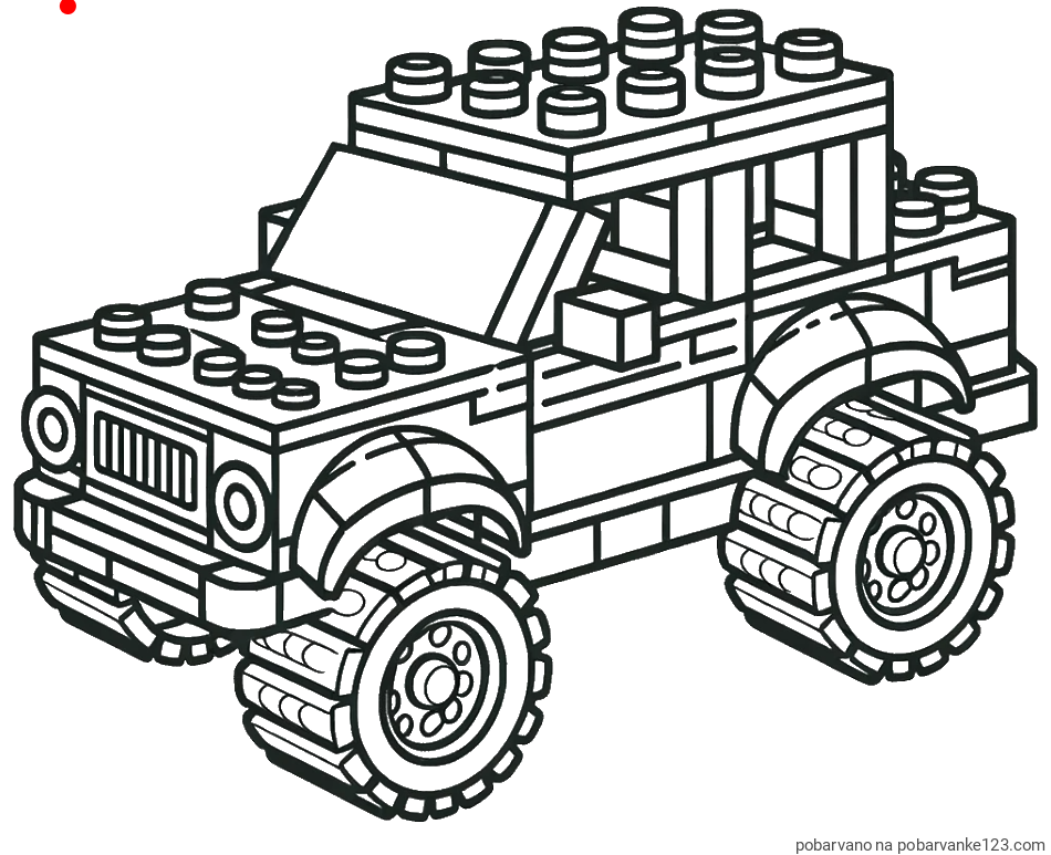 POBARVANA POBARVANKA - Pobarvanka džipa sestavljenega iz LEGO kock
