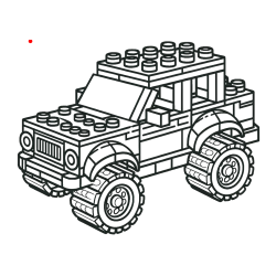Pobarvana pobarvanka - Pobarvanka džipa sestavljenega iz LEGO kock